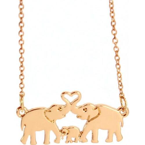 Hzew Elephant father mother and child pendant necklaces Elephants necklaces