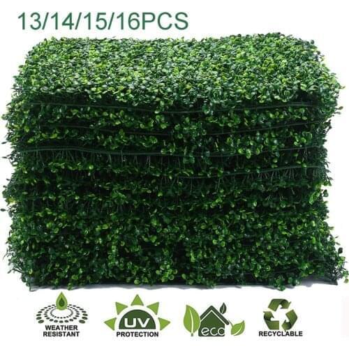 13/14/15/16pcs Artificial Hedge boxwood Lawn for Indoor Outdoor Wall Floor Decoration Realistic Green Plants Garden Decor