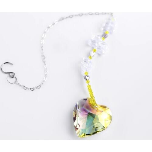 H&D Crystal Sun Catcher Love Pendant Window Trim Crystal Prism Rainbow Maker Car Rear View Mirror Ornament