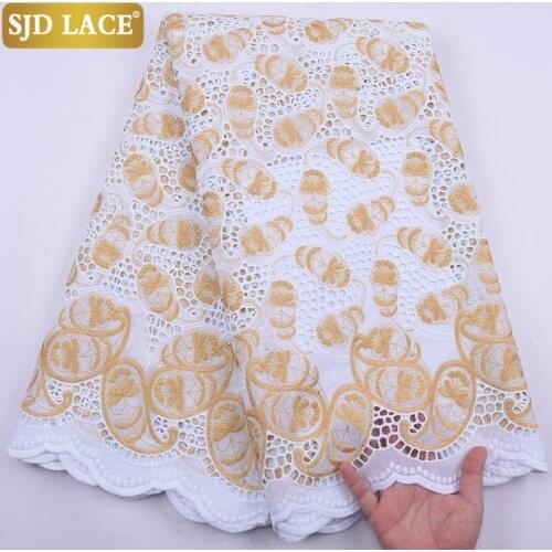 SJD LACE Dubai Style African Lace Fabric High Quality Swiss Voile Lace In Switzerland With Eyelet Pure Cotton For Wedding A2183