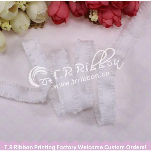 13mm ruffle lace elastic ribbon 50yards packing 91101 white color free shipping