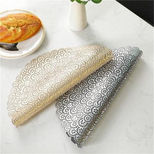 Fuwatacchi Fashion Table Pads Hollow Out Placemats Non Slip Heat Insulation Round Table Mats for Kitchen Dining Room Decoration