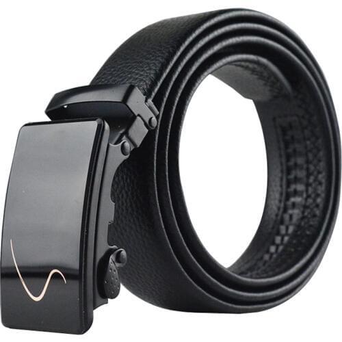 New Men belt high quality solid color PU leather Alloy Automatic buckle belt youth Men Business casual belt