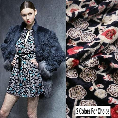 Printing Silk Velvet Fabric Sleepwear Or Evening Dress Material 2 Colors For Choice