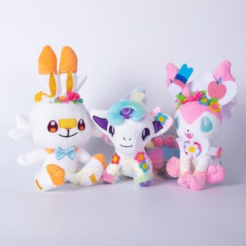 Original Pokemon Easter Day Festival Pikachued Eevee Scorbunny Sylveon Plush Doll Garland Decoration Cute Toy Stuffed Kids Gift
