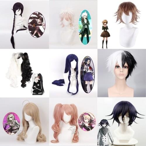 1:1 Danganronpa: Trigger Happy Havoc Cosplay Nanami ChiaKi Role Playing Wigs Halloween Cosplay Men Brown Pink