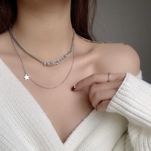 Origin Summer Romantic Double Layer Star Letter Pendant Necklace for Women Temperament Gold Irregular Necklace Jewelry Fashion