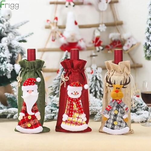 Merry Christmas Decorations for Home Santa Claus Wine Bottle Cover Snowman Ornaments Xmas Gifts 2020 Navidad Decor New Year 2021