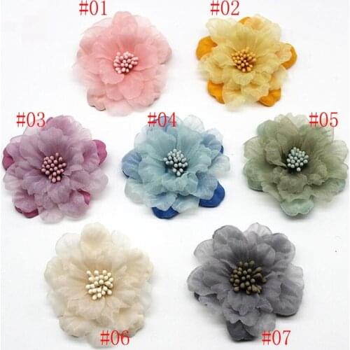 2.4" New Silk Lace Rosette Flower With Centered Flat Back For Baby Girls Children Kids Hair Accessories 100pcs/lot