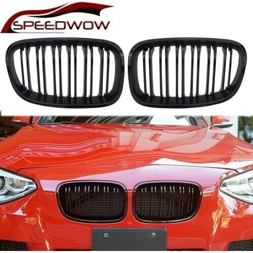 SPEEDWOW Gloss Black Car Front Bumper Grille Sport Racing Grill Kidney Grilles For BMW F20 2011 2012 2013 2014 Car Exterior Part