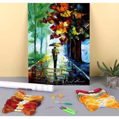Morning Stroll Printed 11CT Cross-Stitch Kit Embroidery DMC Threads Needlework Sewing Knitting Handmade Jewelry Gift
