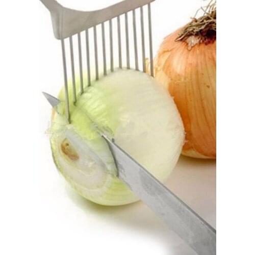 Easy to cut stainless steel onion fork vegetable slicer Tomato Knife Cutting Gadgets Safe Aid Holder Kitchen Tools Accessories