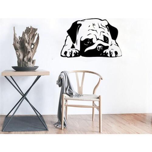 Sleeping Dog Wall Decal Puppy Pug Vinyl Sticker Cute Animals Home Decor Ideas Room Interior Bedroom Design Wall Art H184