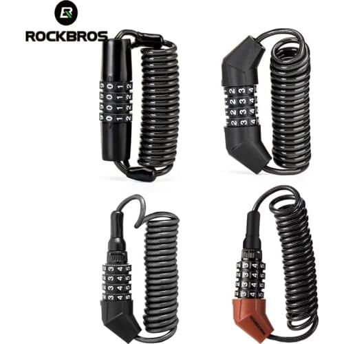 ROCKBRO 1.5M Bicycle Lock Scooter Disc Helmt Bag 4 Digit Combination Steel Cable Password Bike Lock Motorcycle Bike Accessories