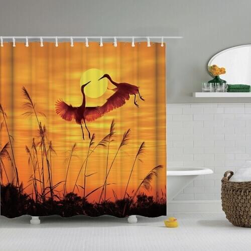 Dafield sunset shower curtain african animals elephant black shadow bathroom shower curtains waterproof fabric