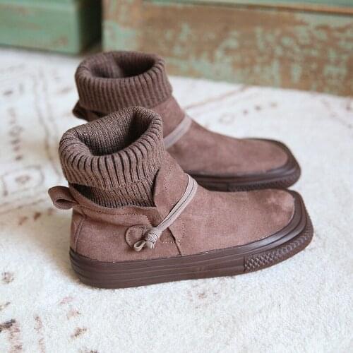 Winter Boots Ladies Warm Fleece Shoes 2021 Casual Sock Shoes Slip On Mori Girl Fashion Comfortable Student Flats