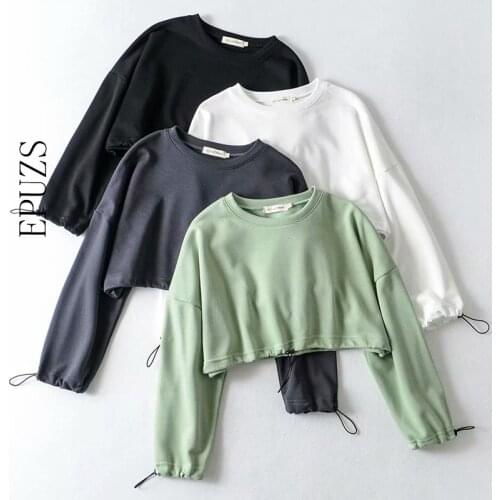 Winter vintage hoodies women Fall crop top casual cotton pullover cute hoodie cropped hoodies women sweatshirt korean hoodie