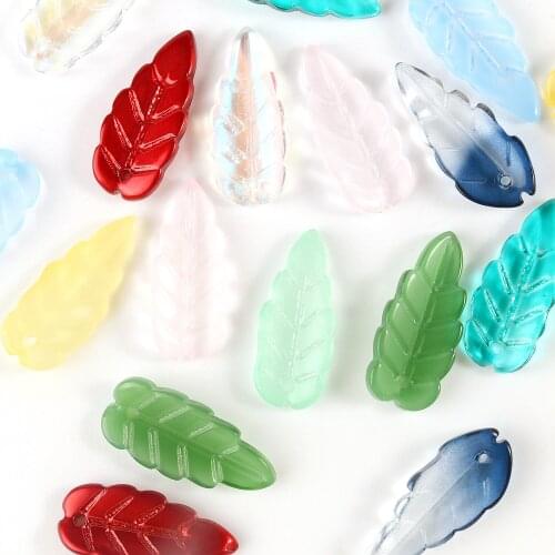 10*24mm 20pcs Long Leave Shape Lampwork Czech Glass Loose Spacer Bead for Beadwork Jewelry Making Handmade Diy Bracelet Necklace