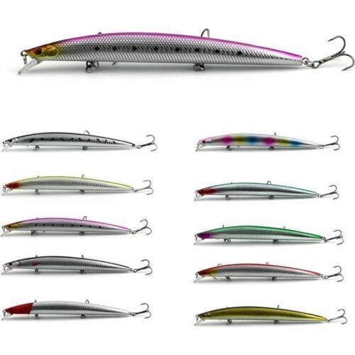 10PCS Long Wobblers Minnow Fishing Lure 18CM 25.4G Hard Baits Large Sea Fishing Tackle Bass Trout Bait