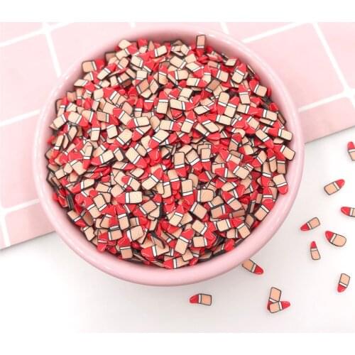 100g Lipstick Polymer Slice Hot Clay Sprinkles for Slime Filling Material DIY Craft Nail Art Decoration Shaker Cards Accessories
