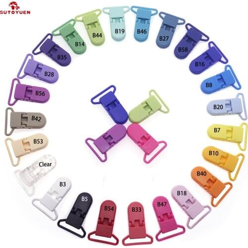 2019 New 200pcs/Lot 25MM Sutoyuen D shape Baby Plastic Pacifier Clips,Plastic Clamp,Soother / Suspender clips / Dummy Clip