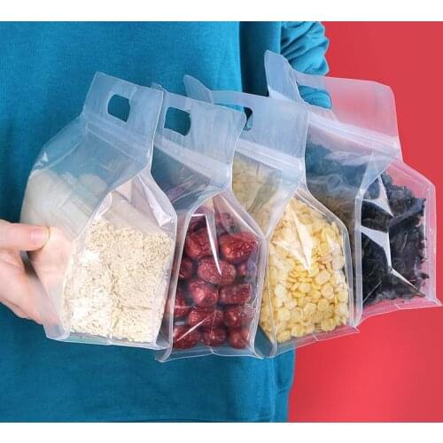 500Pcs Transparent Food Bag With Handle Eight Side Seal Tea Bag Dried Fruit Tea Tea Biscuit Food Nut Snack Packaging SN3838