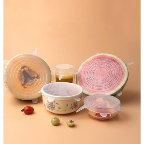 6Pcs Set Silicone Stretch Lids Universal Lid Pot Cover-Pan Bowl Cooking Kitchen Accessories Food Fresh Cover Microwave Cover