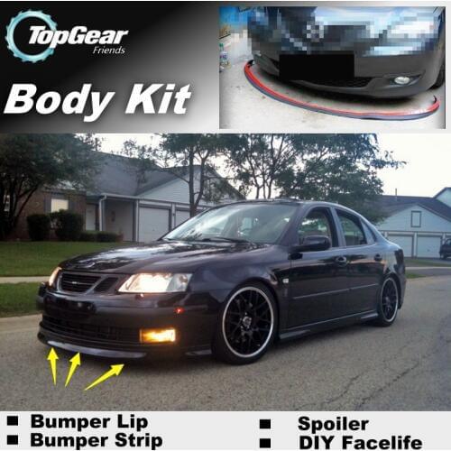 Bumper Lip Deflector Lips For Saab 9-3 93 Aero MY14 Turbo X Front Spoiler Skirt For TopGear Fans Car Tuning / Body Kit / Strip