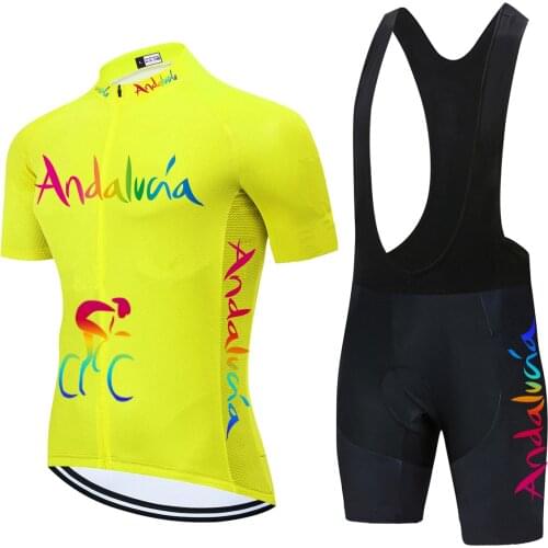 Fluo Yellow New 2021 Andalucia Cycling Jersey Set Polyester MTB Bicycle Clothing Set Ropa Maillot Ciclismo Bicycle Wear Set