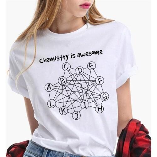 T-shirt For Women 2021 Funny Chemical Formula T-shirts Fashion Women Clothing White Short Sleeve Femme Summer Tees Tops
