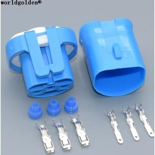 Worldgolden 3pin Female+Male Adapter HID Bulb Connector Kit For 9004 HB1 9007 HB5 HID Halogen Headlamp Plug Waterproof