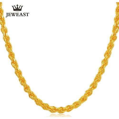 JJF 24K Pure Gold Necklace Real AU 999 Solid Gold Chain Nice Simple Classic Rope Chain Upscale Fine Jewelry Hot Sell New 2019
