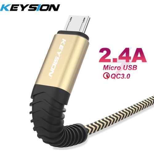 KEYSION 2.4A Micro USB Cable Fast Charge USB Data Cable Nylon Sync Cord For Samsung Huawei Xiaomi Andriod Micro usb phone Cable