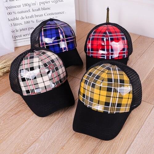 New summer plaid trucker cap Women casual cruver bone dad hat Snapbacks Lady men cotton waterproof baseball cap for holiday