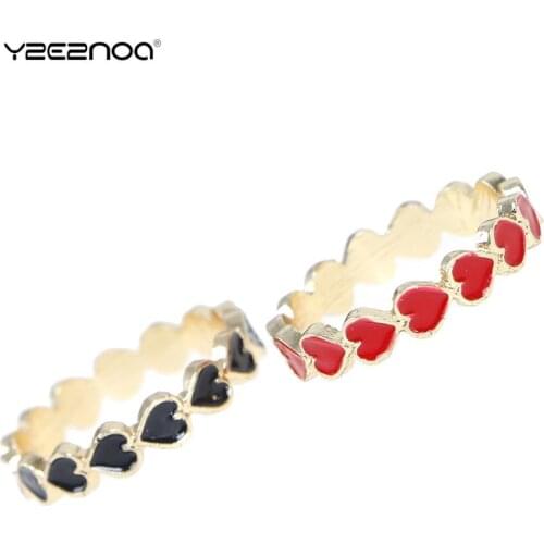 Cute Heart Ring Colorful Enamel Heart Surrounded Lovely Stacking Rings For Women Minimalist Gold Rings For Best Friend