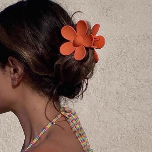 Lystrfac Fashion Big Acrylic Flower Hair Claws Girls Solid Color Hair Clip Claw Headpieces Hairpin Hairgrips Hair Accessories