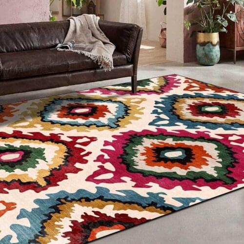 Fashion abstract color rhombus geometric ethnic style living room bedroom bedside carpet floor mats
