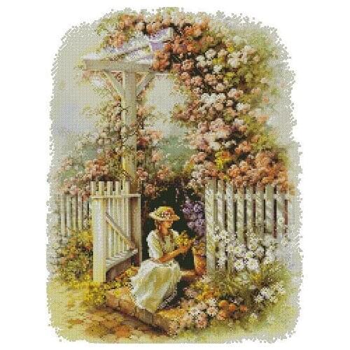 Top Quality Garden Girl, Flower room Sewing kit Embroidery Needlework 14CT Unprinted Cross Stitch Kits Art DIY Handmade Decor