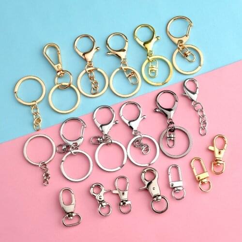 20styles Gold Plated Metal Keychain Split Ring Lobster Buckle Opening Rings Diy Car Bag Keying Key Chains Accessories