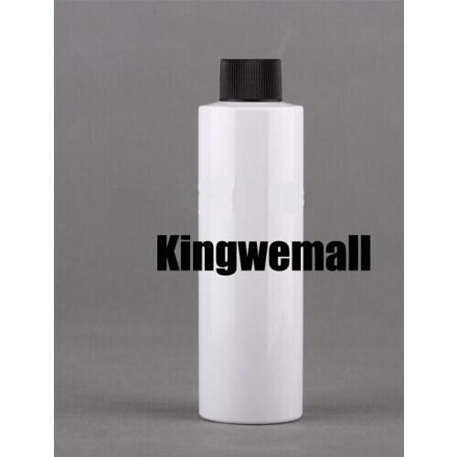 Wholesale 300pcs/lot Capacity 200ml Empty PET White Bottle with Black Ribbed Lids For Cosmetic Packaging FWJ06