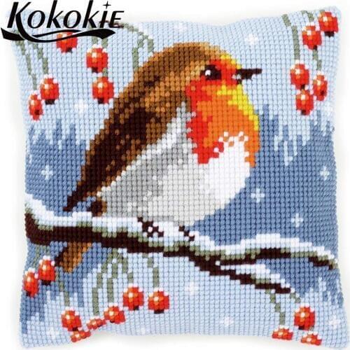 Diy cushion cotton embroidery yarn pillowcase cross stitch kits embroider needlework kits knitting needles kit for throw pillow