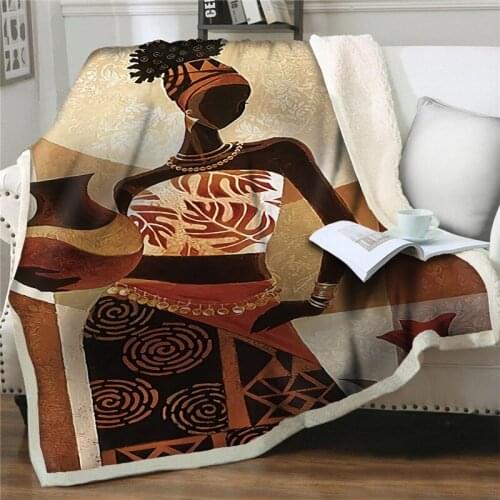 BeddingOutlet African women Sherpa Blankets Throw thicken Blanket Cartoon Kids Bed Blanket for Sofa manta Dropship Home textiles