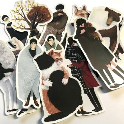 12pcs Romantic couple hugging Waterproof laptap stickers for Home decor on laptop decal fridge skateboard doodle toy sticker