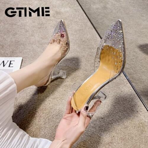 Luxury Sandals Women Pumps Transparent PVC High Heels Shoes Sexy Pointed Toe Slip-on Wedding Party Brand Fashion Shoes#SJPAE-45