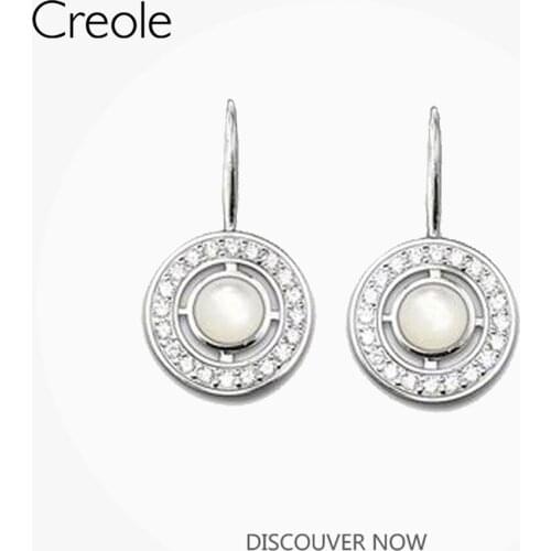 Drop Dangle Earrings Round Stone,2019 Accessories Fashion Jewelry 925 Sterling Silver Trendy Rebel Street Gift For Women