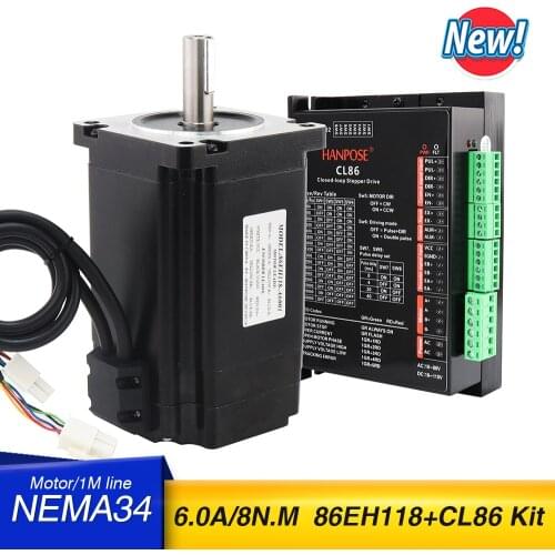 Closed loop servo motor 86EH118A6001 stepper motor 8.0NM 86 hybrid in closed loop + CL86 drive Nema34 stepper motor