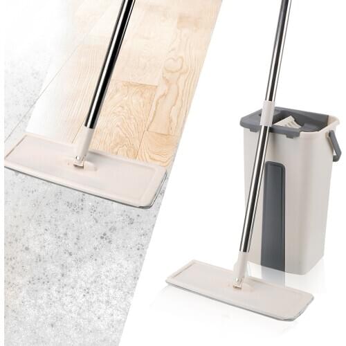 Automatic Spin Mop Hand Free Washing Ultrafine Fiber Cleaning Cloth Wooden Floor Flat Lazy Mop Flat Squeeze Magic Mop Set