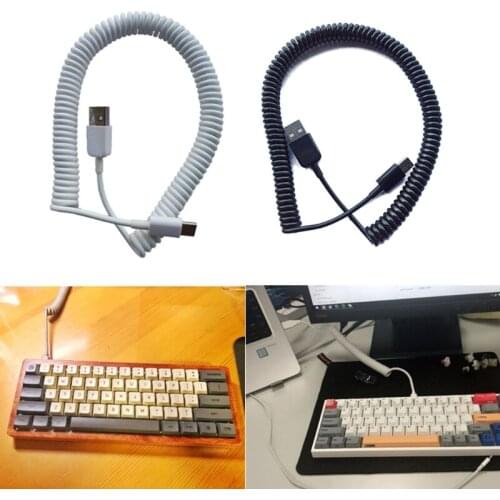 G32B Type C Coiled Cable Wire Mechanical Keyboard GH60 USB Cable Type-C to USB Cable