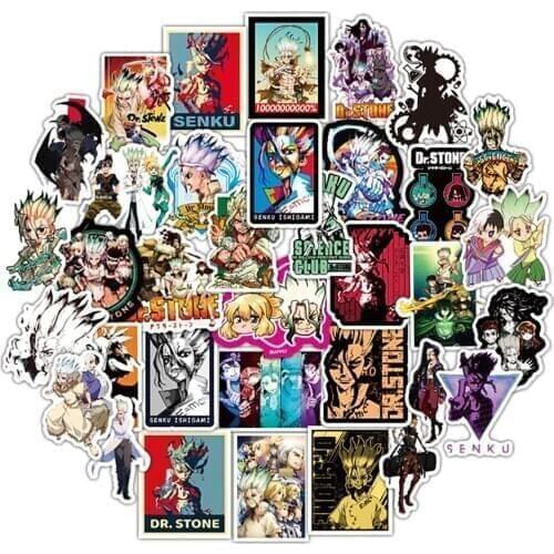 50PCS Anime Dr.STONE Cartoon Waterproof Stickers Skateboard Fridge Guitar Laptop Travel Luggage Classic Toy Sticker for Kid Gift