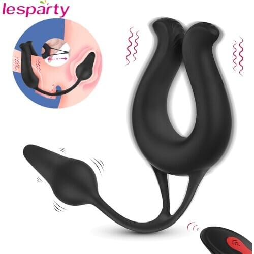 Testicle Vibrator for Men Penis Massager Ring Chastity Belt Couples Long Lasting Erection Remote Control Male Prostate Massager